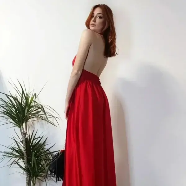 meraki online shop abito lungo rosso elegante retro