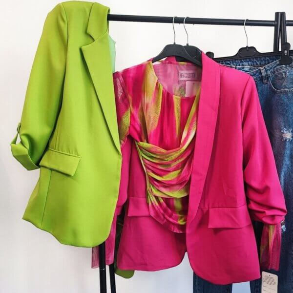 meraki online shop blusa multicolor abbinamento fucsia verde