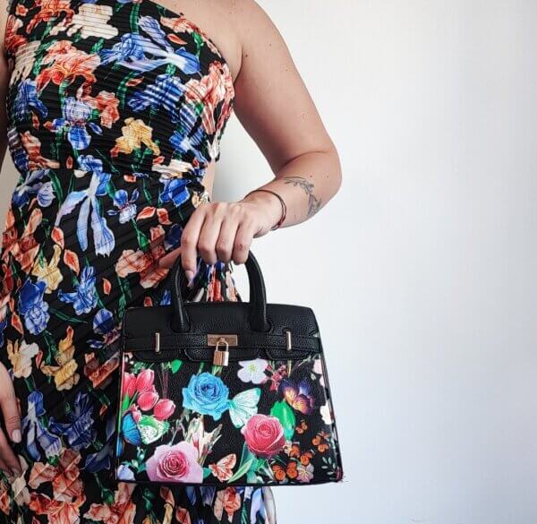 meraki online shop borse colore fiore borsefiori nera borsecolorate stile