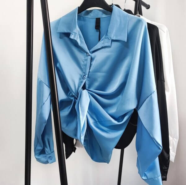 meraki online shop felpa camicia azzurra satin