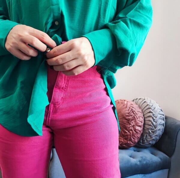 meraki online shop jeans fucsia dettaglio