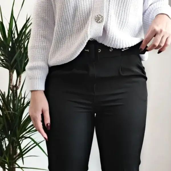 meraki online shop pantalone cintura slim nero indossato zoom