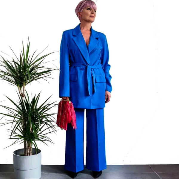 meraki online shop tailleur blu morbido cintura indossato 2 1